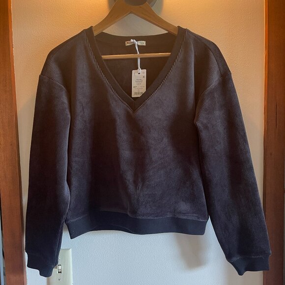 NWT Marine Layer Cord Velour V-Neck Sweatshirt - Picture 3 of 5